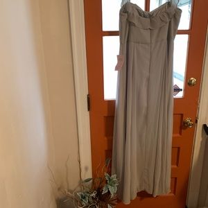Anthropology BHLDN soft grey elegant  Chiffon dress NWT S 16